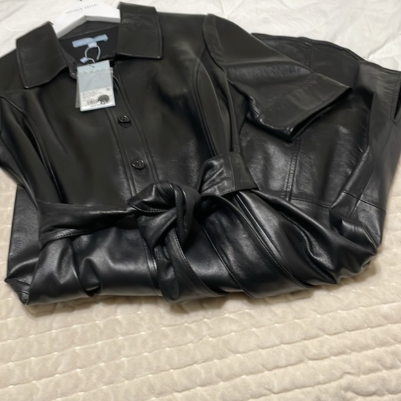 Antonio Melani Women's Leather Short Sleeve Dress - Picture 8 of 8